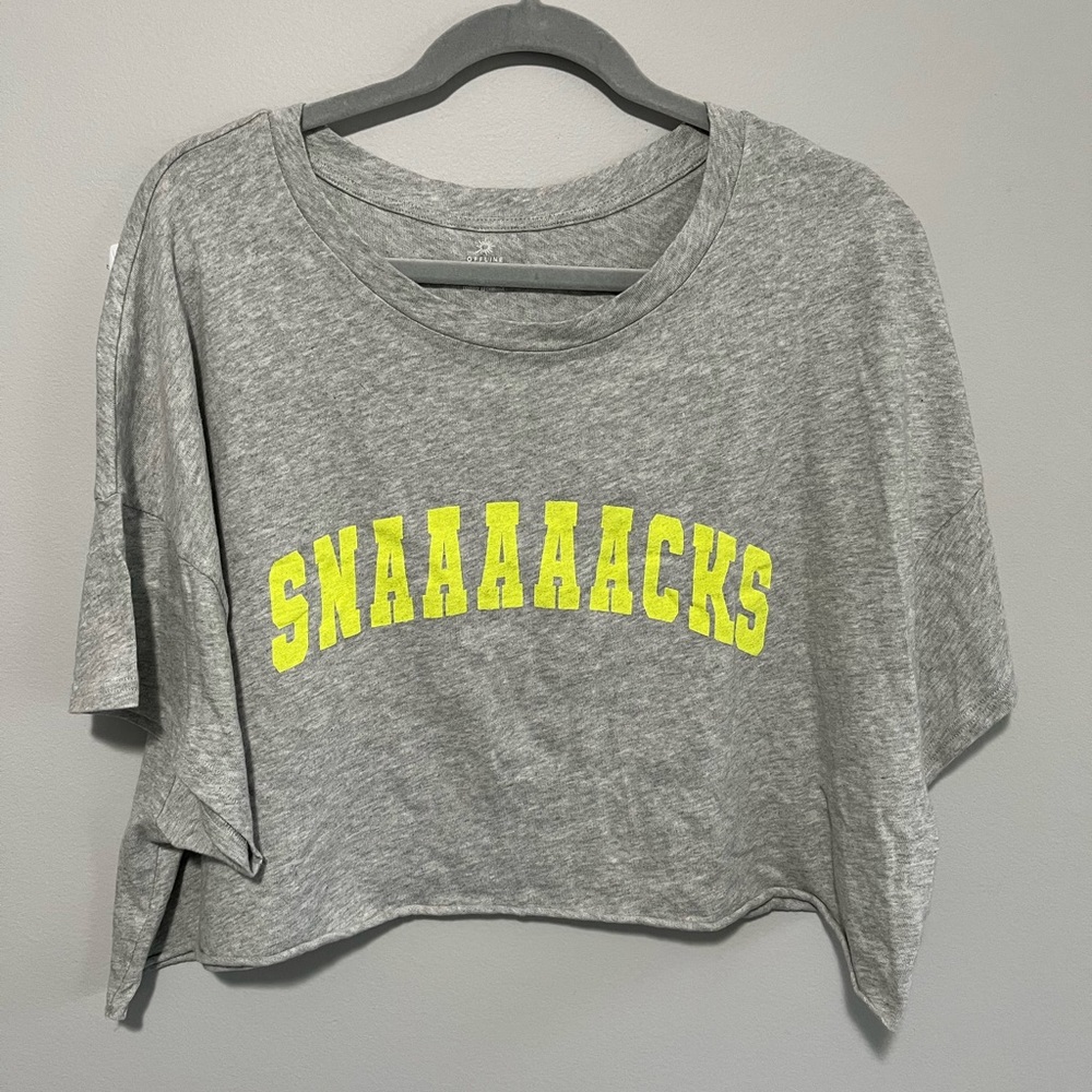 Aerie Gray Cropped Short Sleeve T-Shirt